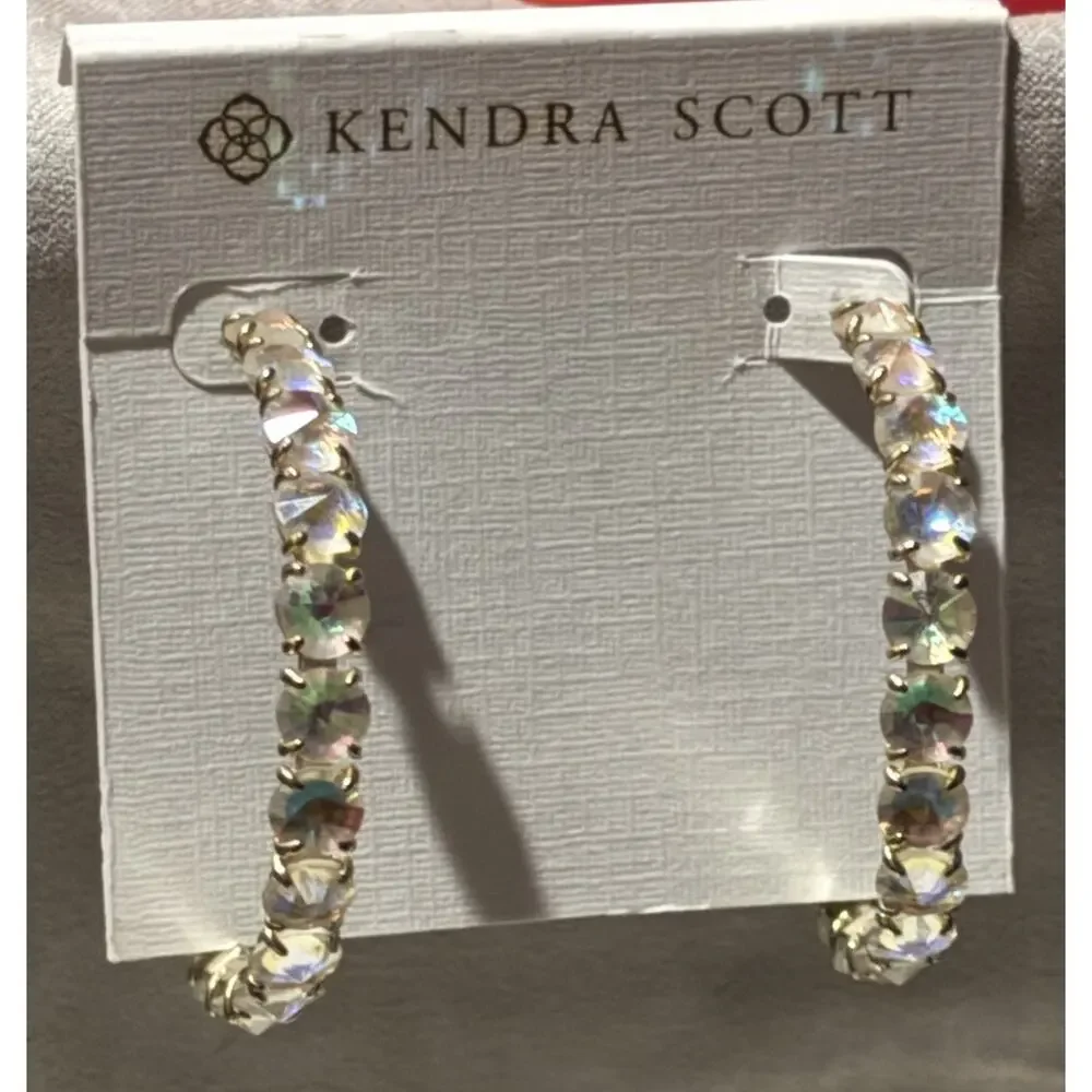 Kendra Scott Jolie Hoop Earrings Iridescent Dichroic Glass Gold Plated - Picture 7 of 12